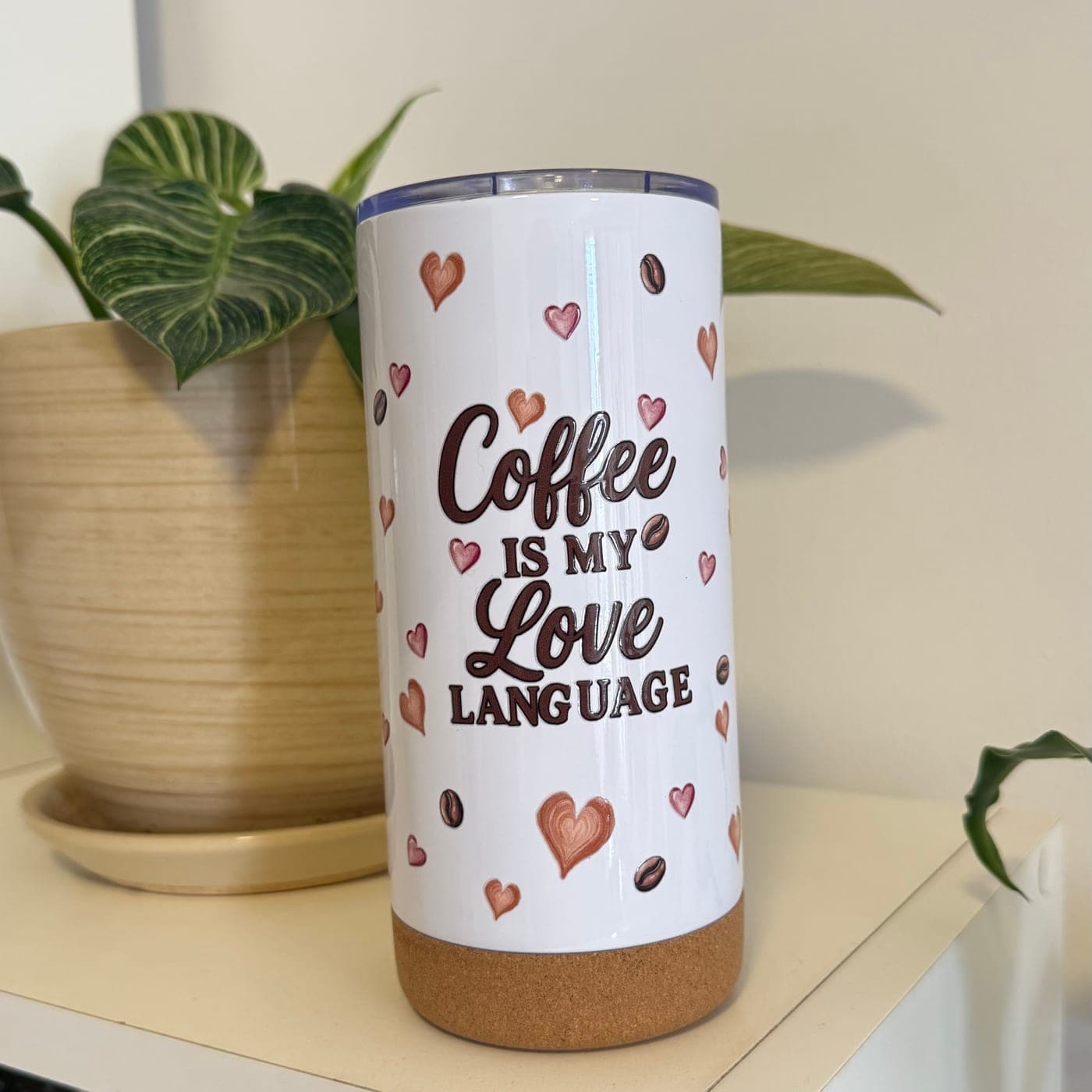 Vaso térmico con tapa y base de corcho